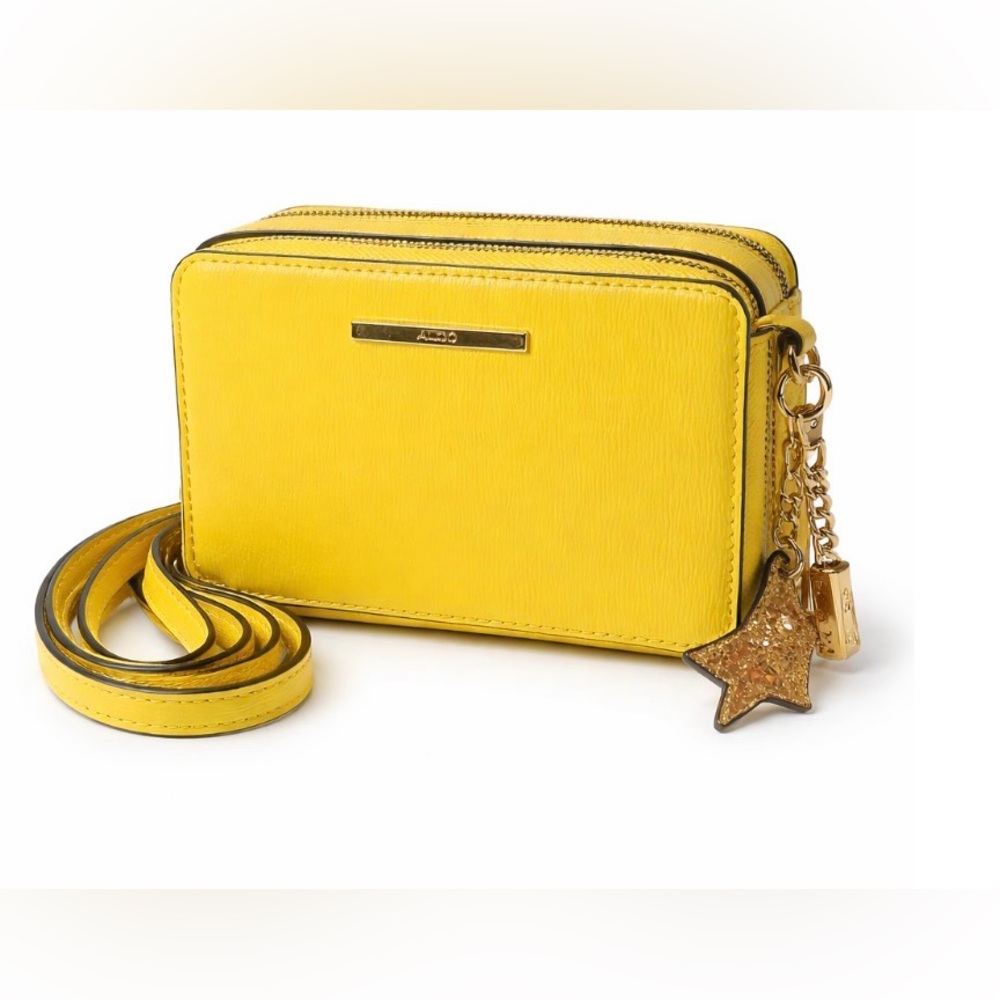 Aldo Yellow Double-Zip Crossbody Bag with Star Charm